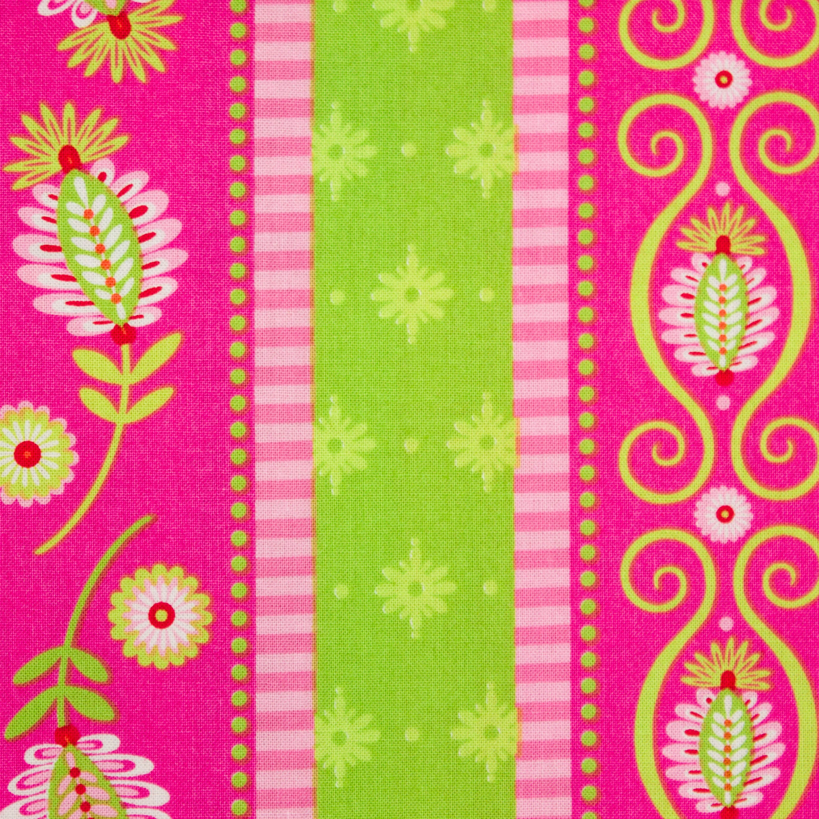 Katoen groen roos met bloemen